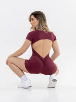Jumpsuit - Short Sleeve-Shorts with Cutout