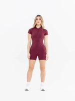 Jumpsuit - Short Sleeve-Shorts with Cutout